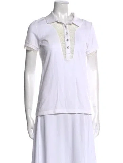 Pre-owned Philipp Plein V-neck Short Sleeve Polo In White