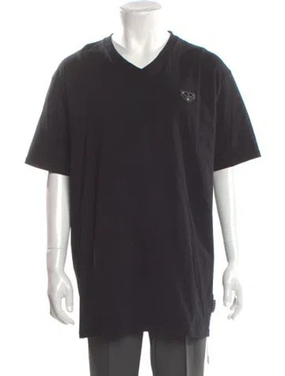 Pre-owned Philipp Plein V-neck Short Sleeve T-shirt In Black