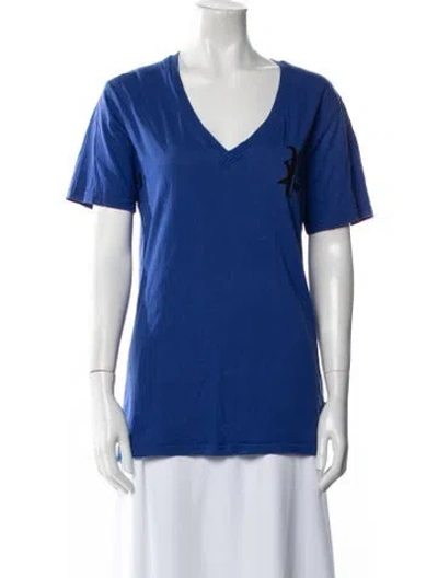 Pre-owned Philipp Plein V-neck Short Sleeve T-shirt In Blue