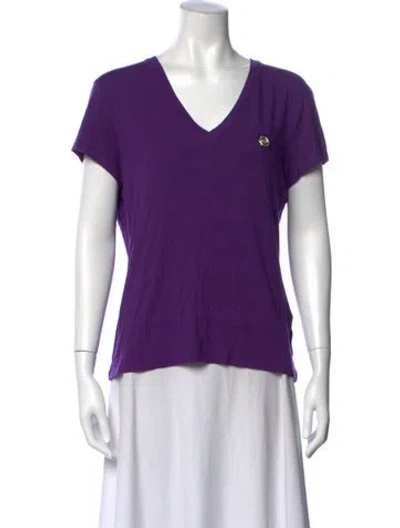 Pre-owned Philipp Plein V-neck Short Sleeve T-shirt In Purple