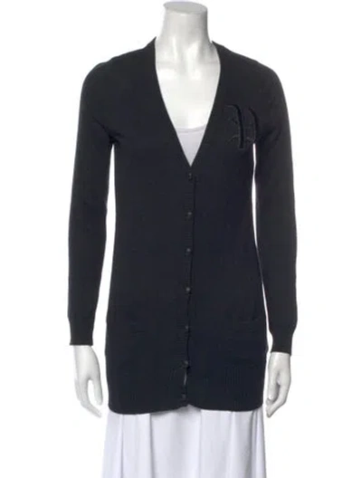 Pre-owned Philipp Plein V-neck Sweater In Blue