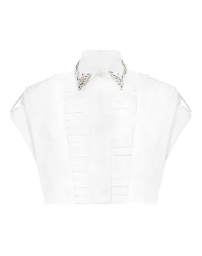 Philipp Plein Volant Cropped Shirt Ss Strass