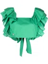 Philipp Plein Volant Ruffled Cropped Top In Grün