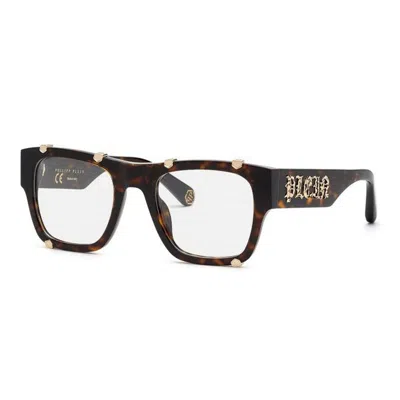 Philipp Plein Vpp042w Tortoiseshell Square Full Rim Eyeglasses In Brown