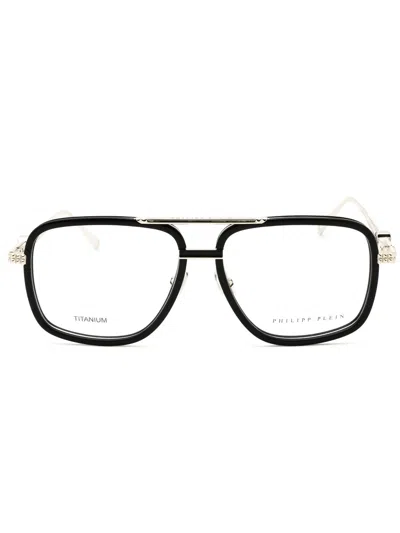 Philipp Plein Vpp063m Aviator Men's Eyeglasses In Black