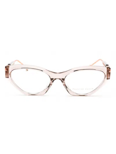 Philipp Plein Vpp069s Eyeglasses In Transparent Beige / Clear Lens
