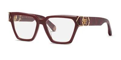 Philipp Plein Vpp190m 03g6 Women's Glasses Red Size 54 - Free Lenses - Blue Light Block Available In Burgundy