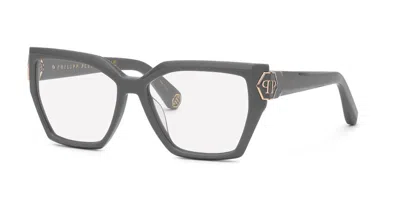 Philipp Plein Vpp217m 0gfs Women's Glasses Grey Size 57 - Free Lenses - Blue Light Block Available In Metallic
