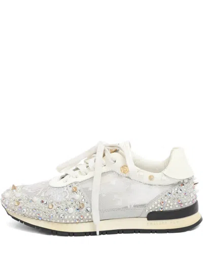 Pre-owned Philipp Plein Lace-embellished Sneakers In White
