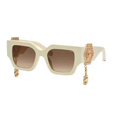 Philipp Plein White Acetate Sunglasses In Neutral