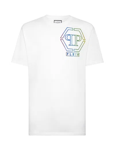 PHILIPP PLEIN PHILIPP PLEIN WHITE COTTON CLOTHING T-SHIRTS AND POLOS