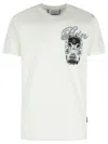 Philipp Plein Ribbed Crew Neck T-shirt With Logo Patch And Chest Print In White
