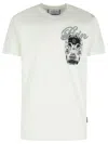 Philipp Plein Ribbed Crew Neck T-shirt With Logo Patch And Chest Print In White