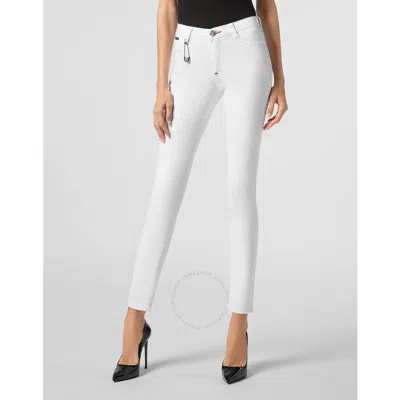 Philipp Plein White High-waist Cotton Jeggings