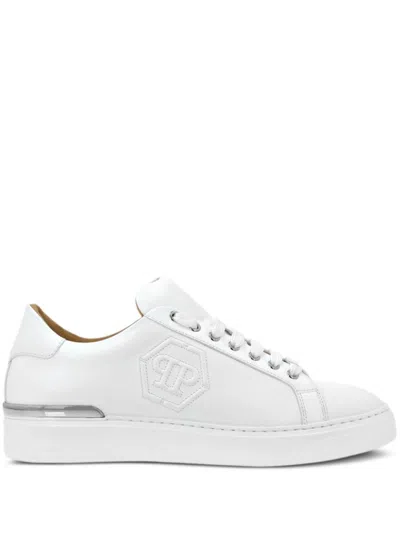PHILIPP PLEIN WHITE LEATHER SNEAKERS
