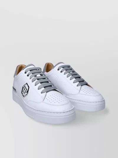 Philipp Plein White Leather Sneakers