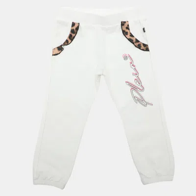 Pre-owned Philipp Plein White Printed Logo Stretch Cotton Pants 18-24 Months