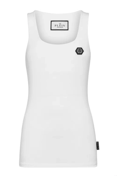 Philipp Plein Scoop Neck Sleeveless Tops In White