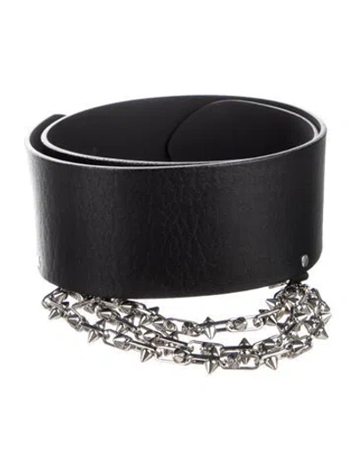 Pre-owned Philipp Plein Wide Leather Waist Belt In Black