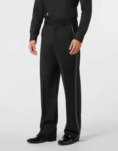 Philipp Plein Wide Leg Trousers Men In Black