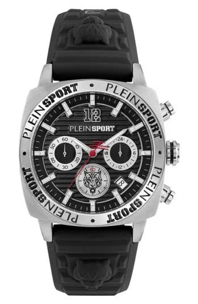 Philipp Plein Sport Wildcat Silicone Strap Watch, 40mm In Black/stainless Steel
