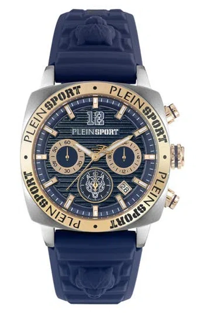 Philipp Plein Sport Wildcat Silicone Strap Watch, 40mm In Blue/gold