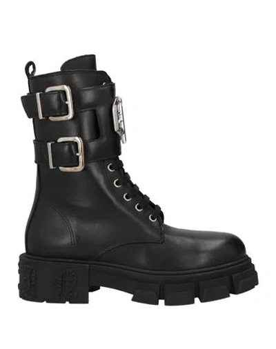 Philipp Plein Woman Ankle Boots Black Size 8 Leather