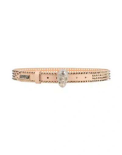 Philipp Plein Woman Belt Beige Size 32 Leather