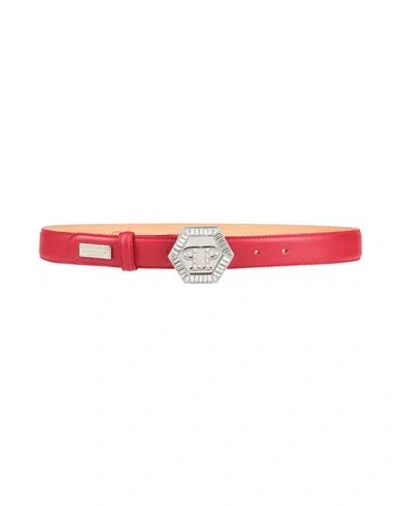 Philipp Plein Woman Belt Red Size 32 Calfskin