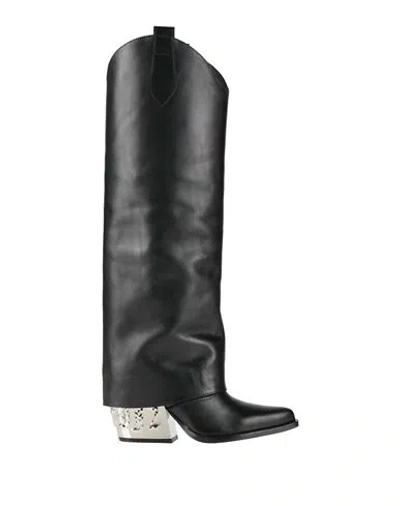 Philipp Plein Woman Boot Black Size 8 Leather