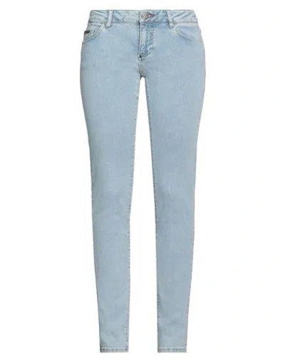 Philipp Plein Woman Jeans Blue Size 26 Cotton, Elastomultiester, Elastane, Polyester