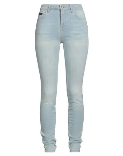 Philipp Plein Woman Jeans Blue Size 30 Cotton, Elastomultiester, Elastane