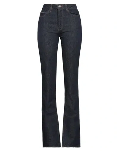 Philipp Plein Woman Jeans Blue Size 31 Cotton, Polyester, Calfskin
