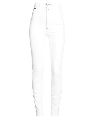 Philipp Plein Woman Jeans White Size 25 Cotton, Elastane