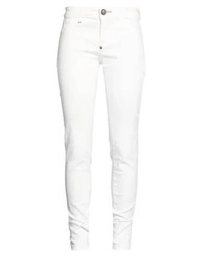 Philipp Plein Woman Jeans White Size 27 Cotton, Elastane