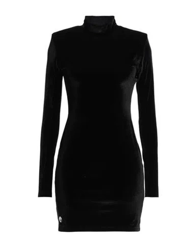 Philipp Plein Woman Mini Dress Black Size L Polyester, Elastane