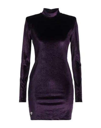 Philipp Plein Fitted Velour Mini Dress In Purple