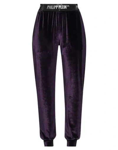 Philipp Plein Woman Pants Purple Size L Polyester, Elastane