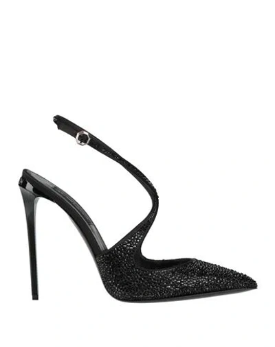 Philipp Plein Woman Pumps Black Size 12 Textile Fibers
