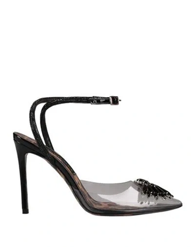 Philipp Plein Woman Pumps Black Size 8 Rubber, Soft Leather