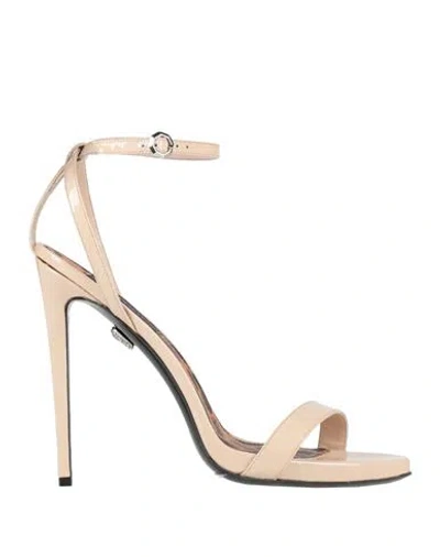 Philipp Plein Woman Sandals Apricot Size 8 Leather In Neutral