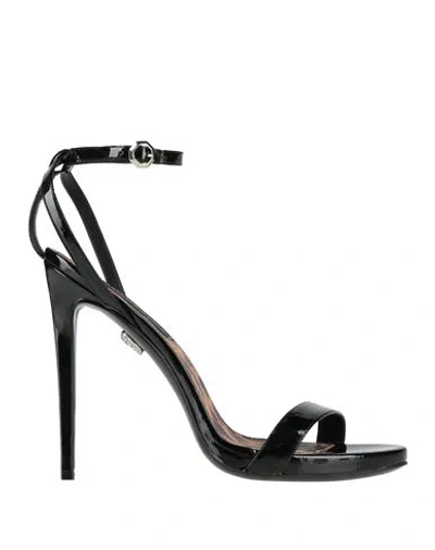 Philipp Plein Woman Sandals Black Size 7 Leather