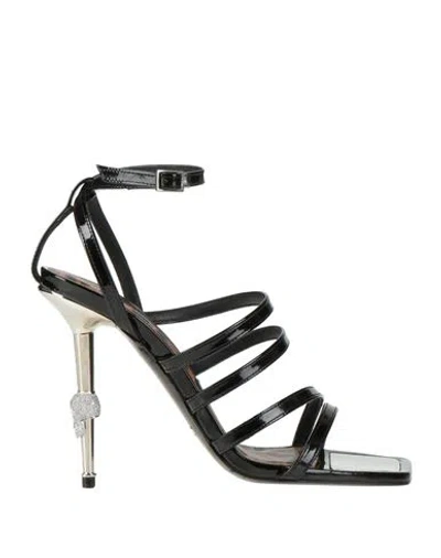 Philipp Plein Woman Sandals Black Size 8 Leather