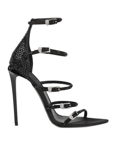 Philipp Plein Woman Sandals Black Size 8 Textile Fibers