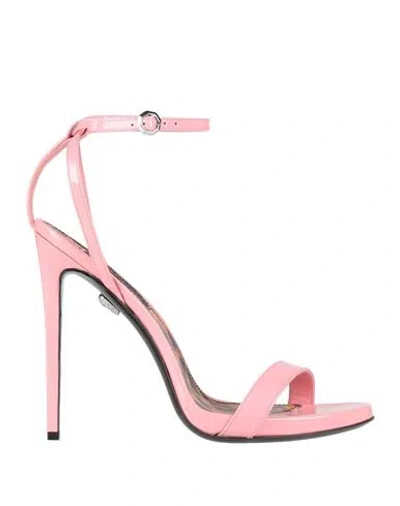 Philipp Plein Woman Sandals Pink Size 8 Leather