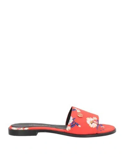 Philipp Plein Woman Sandals Red Size 7.5 Textile Fibers