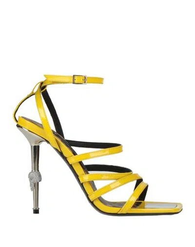 Philipp Plein Woman Sandals Yellow Size 7 Leather
