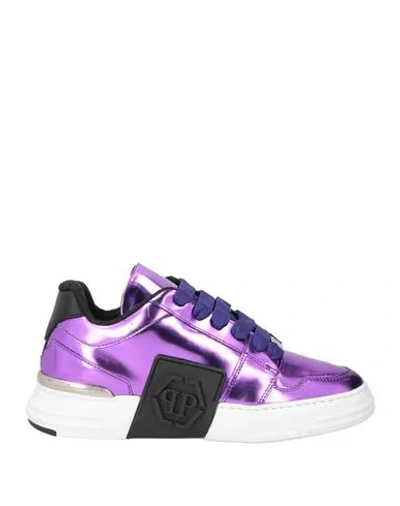 Philipp Plein Woman Sneakers Mauve Size 8 Leather In Purple