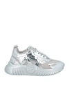 Philipp Plein Woman Sneakers Silver Size 8 Leather, Textile Fibers In Silver