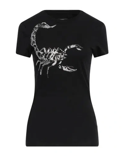 Philipp Plein Woman T-shirt Black Size M Cotton, Glass